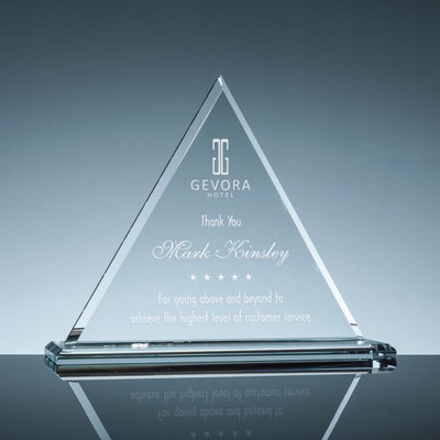 6" Clear Crystal Triangle with Base