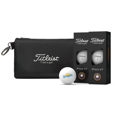 Titleist® Pro V1 6-Golf Ball with Valuables Stock Pouch